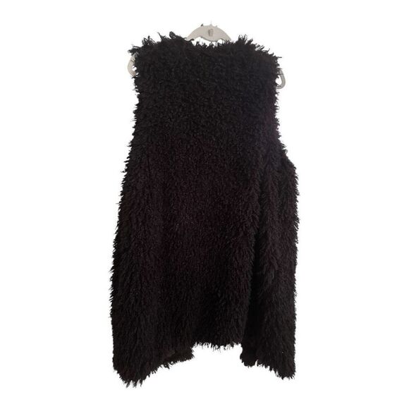 Beautiful Soul Black Fuzxy Long Vest Size Small - Picture 3 of 5